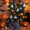 thumbnail image 1 of Halloween Going Out Tops for Women Long Sleeve Slim Fitted Ribbed Funny Pumpkin Ghost Tunic Blouse Party Crew Neck Spring Day Fashion Clothing Yellow L, 1 of 6