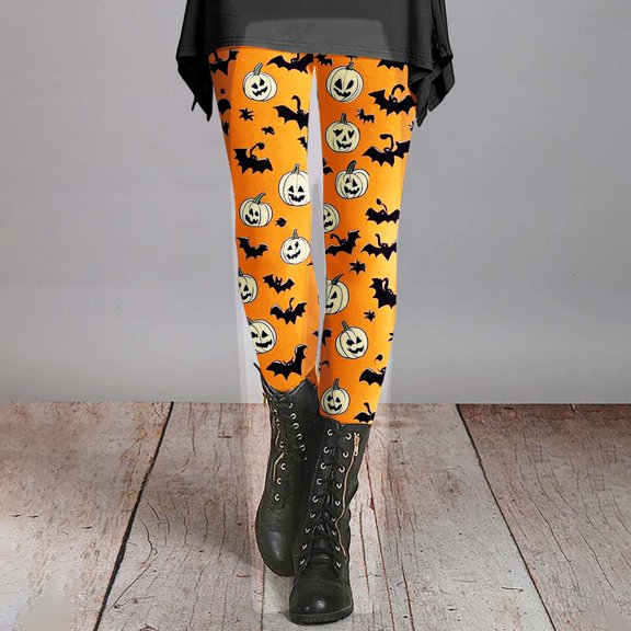 Halloween Gold High Waisted Leggings Women with Pockets Milk Silk Grinding High Waisted Tummy Control Yoga Pants for Workout Gym Black Leggings Plus Size Dance L