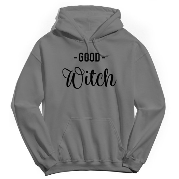 Halloween Good Witch Graphic Charcoal Heather Men's Cotton Pullover Hoodie