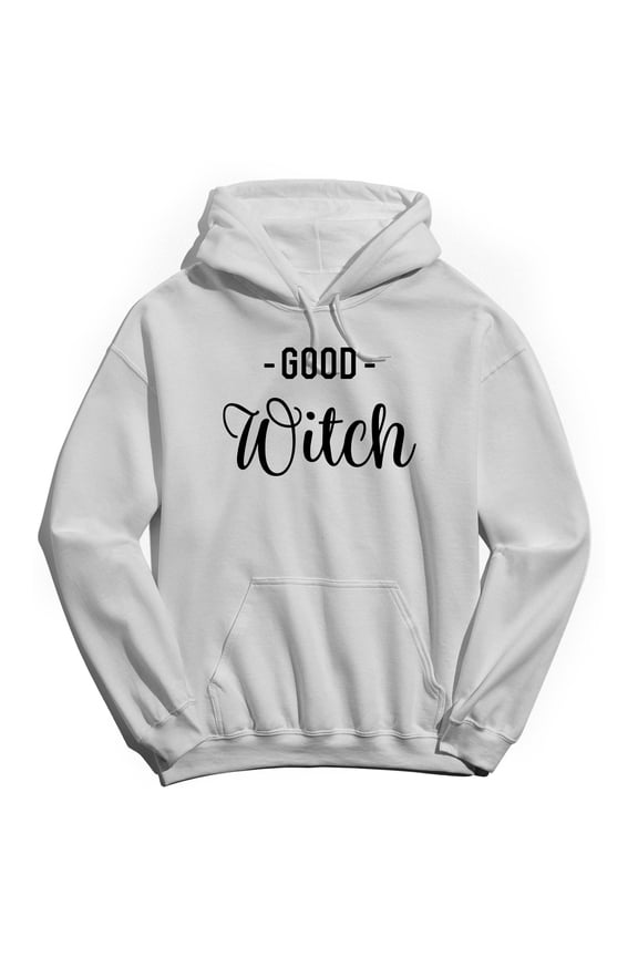 Halloween Good Witch Graphic White Men's Cotton Pullover Hoodie
