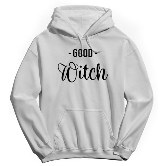 Halloween Good Witch Graphic White Men's Cotton Pullover Hoodie