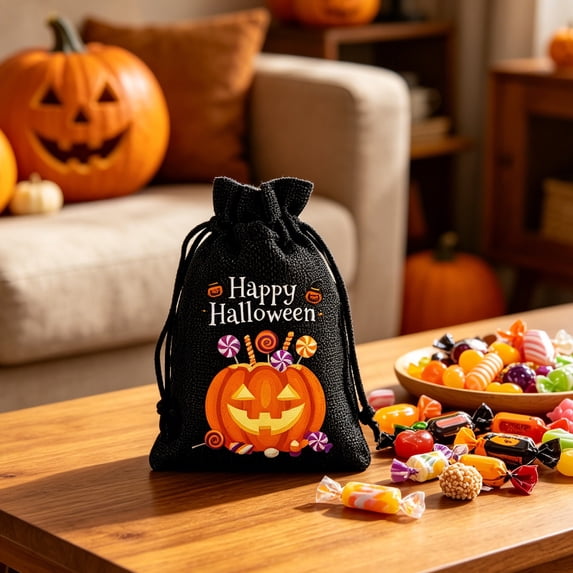 Halloween Goodie Bags For Children, Reusable Fabric Drawstring Treat Pouches Candy Storage Bags For Halloween Party Supplies Trick Or Treating Gift Wrapping Classroom Event Decor