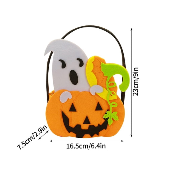 Halloween Goodie Bags Portable Ghost Treat Bucket 3D Theme Halloween Party Favors Reusable Cloth Candy Bag Holiday Gift Carrier Pouch for Party Celebrations and Events