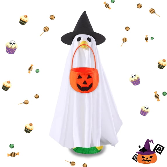 Halloween Goose Outfit Ghost Lawn Porch Goose Clothes Fall Halloween Goose Costume for 23" Geese Outdoor Patio Yard Lawn Decoration