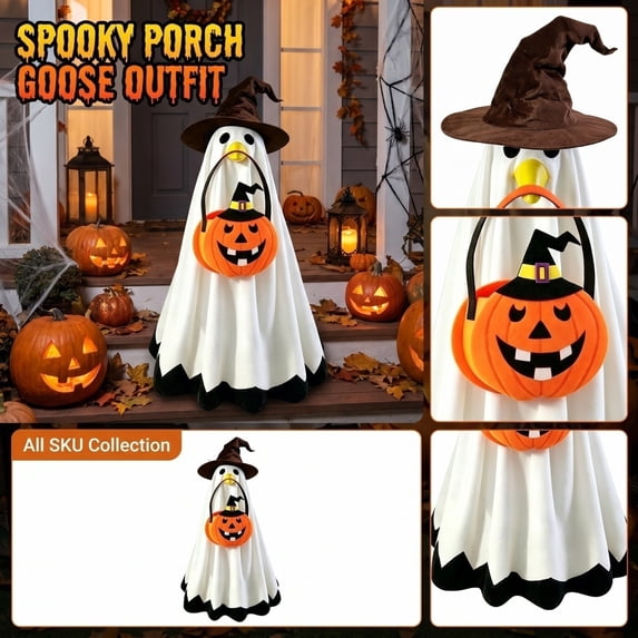 Halloween Goose Outfit Ghost Lawn Porch Goose Clothes, Photo-Friendly Halloween Costume, Charming Backdrop For Outdoor Garden Porch Holiday Shooting