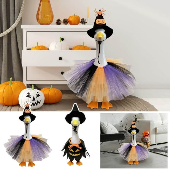Halloween Goose Outfit Halloween Couple Dark Angel Goose Costume Porch Goose Outfits Halloween Goose Statue Outfits Birthday Christmas Fall Porch Goose Clothing Costume Goose for Outdoor Garden Yard