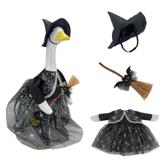 Halloween Goose Outfit Witch Lawn Porch Goose Clothes Fall Halloween Goose Costume for 23" Geese Outdoor Patio Yard Lawn Decoration