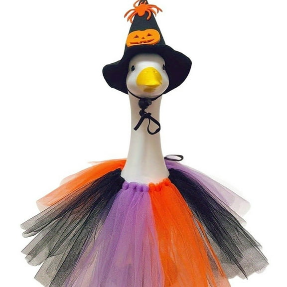 Halloween Goose Outfit, Witch Lawn Porch Goose Clothes,Witch Hat shape Knitting Hat Halloween Dress,Fall Halloween Goose Costume, Porch Patio Home Decor,for 23" Geese Outdoor Decoration