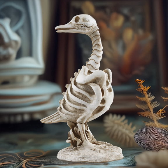 Halloween Goose Skeleton Statue, Realistic Resin Animal Bone Decor, Spooky Indoor Outdoor Yard Ornament, 15 Inch Tall Figure