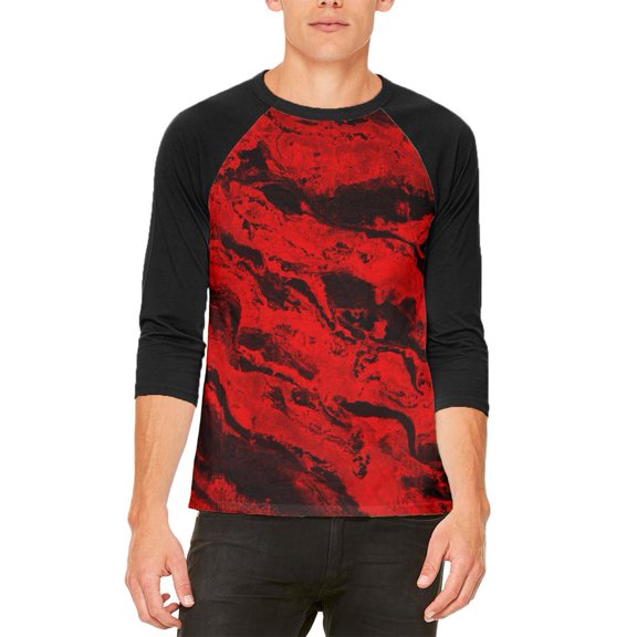 Halloween Gore Rivers of Blood Mens Raglan T Shirt White-Black LG