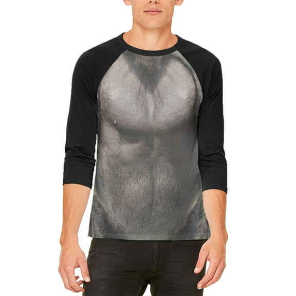 Halloween Gorilla Costume Mens Raglan T Shirt White-Black LG