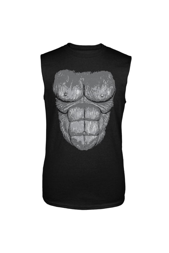Halloween Gorilla Suit Costume Black Adult Sleeveless Shirt - Medium