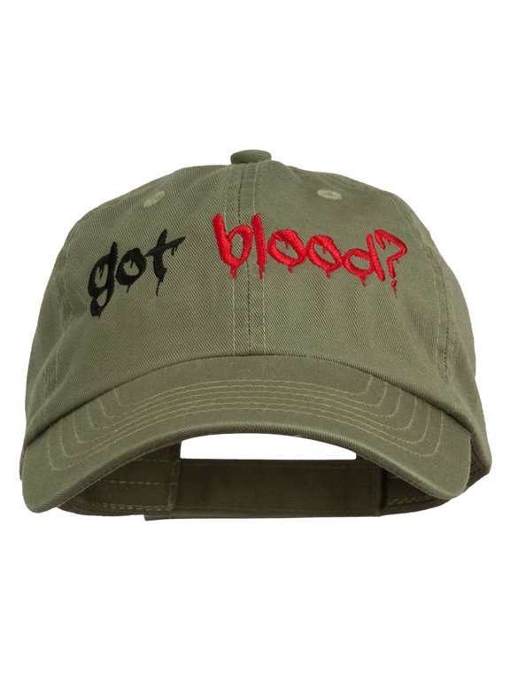 Halloween Got Blood Embroidered Low Profile Washed Cap - Olive OSFM