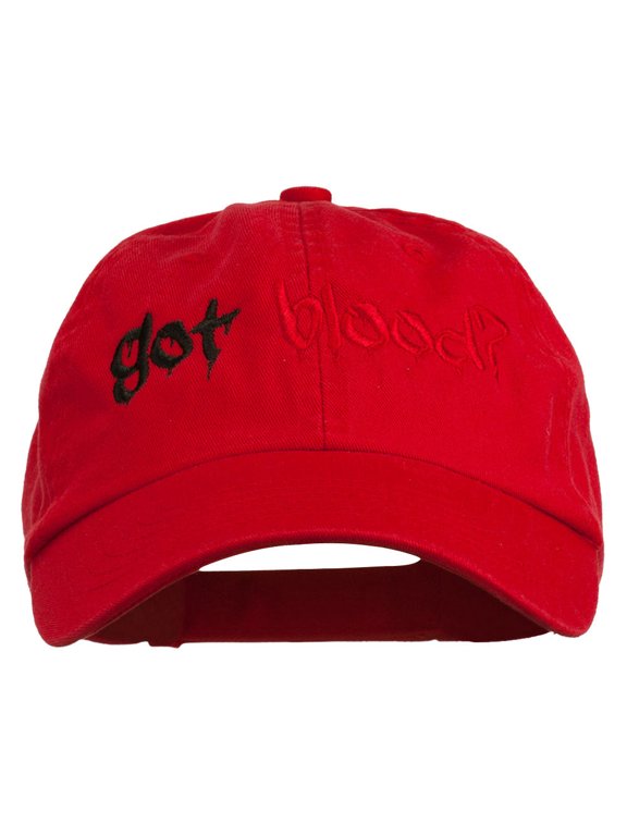 Halloween Got Blood Embroidered Low Profile Washed Cap - Red OSFM