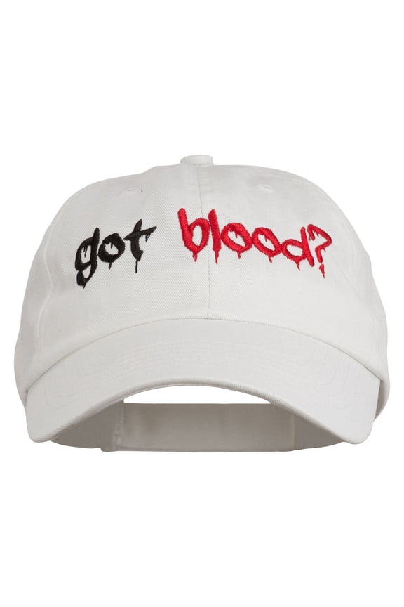 Halloween Got Blood Embroidered Low Profile Washed Cap - White OSFM