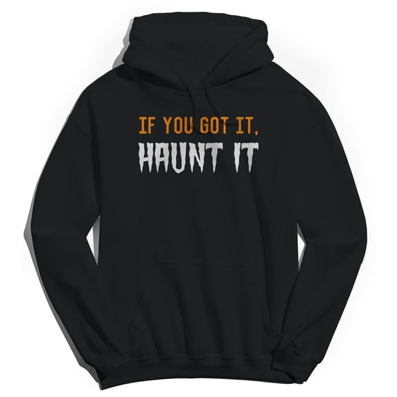 Halloween Got It Haunt It Graphic Black Men's Cotton Pullover Hoodie