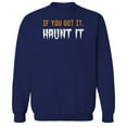 thumbnail image 1 of Halloween Got It Haunt It Graphic Navy Men's Cotton Pullover Sweatshirt, 1 of 1