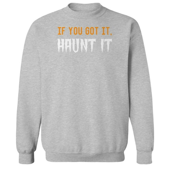 Halloween Got It Haunt It Graphic Sport Grey Men's Cotton Pullover Sweatshirt