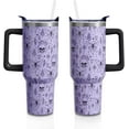 thumbnail image 1 of Halloween Goth Skull 40oz Tumbler Cup with Handle and Straw, Witch Moth Gifts for Women Girls, Holiday Stainless Steel Insulated Water Bottle 1PC, 1 of 6