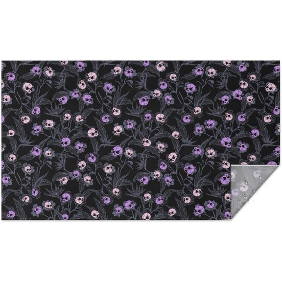 Halloween Goth Skull Tablecloth, Gothic Skeleton Table Cloth Waterproof, Halloween Kitchen Table Decor for Dining Holiday Party 60x102 Inch Rectangular