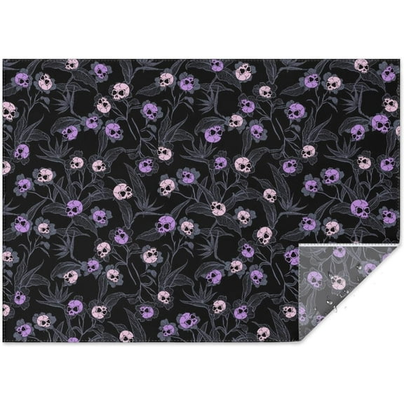 Halloween Goth Skull Tablecloth, Gothic Skeleton Table Cloth Waterproof, Halloween Kitchen Table Decor for Dining Holiday Party 60x84 Inch Rectangular