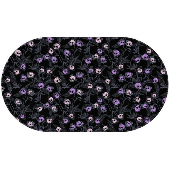 Halloween Goth Skull Tablecloth, Gothic Skeleton Table Cloth Waterproof, Halloween Kitchen Table Decor for Dining Holiday Party 60x102 Inch Oval