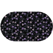 Halloween Goth Skull Tablecloth, Gothic Skeleton Table Cloth Waterproof, Halloween Kitchen Table Decor for Dining Holiday Party 60x102 Inch Oval