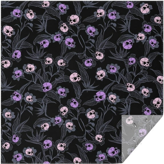 Halloween Goth Skull Tablecloth, Gothic Skeleton Table Cloth Waterproof, Halloween Kitchen Table Decor for Dining Holiday Party 60x60 Inch Square