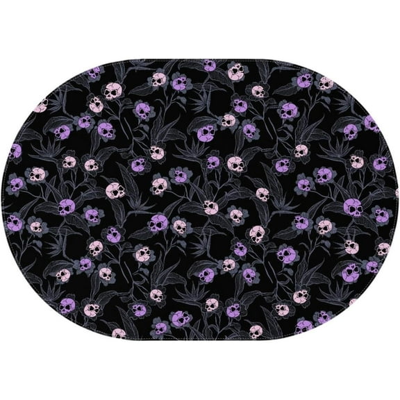 Halloween Goth Skull Tablecloth, Gothic Skeleton Table Cloth Waterproof, Halloween Kitchen Table Decor for Dining Holiday Party 60x84 Inch Oval