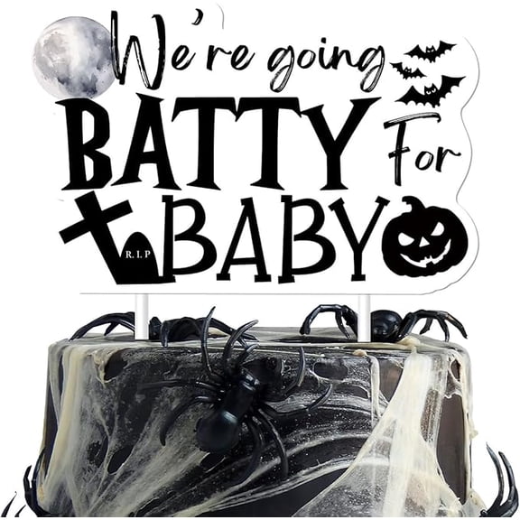 Halloween Gothic Baby Shower Decorations Were Going Batty for Baby Cake Toppers Bat Coming Soon Cake Decor for Halloween Bat Theme Babyshower Party Decor Supplies