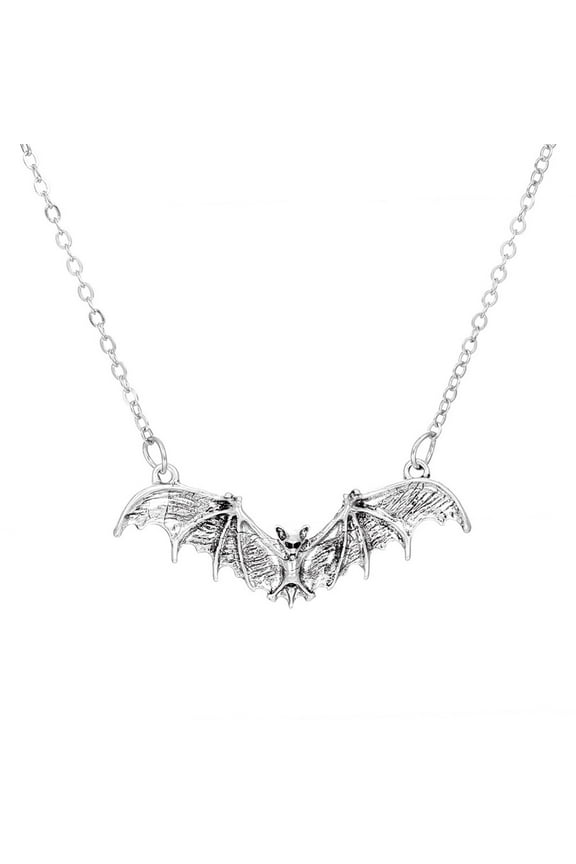Halloween Gothic Bat Pendant Necklace Collarbone Chain Jewelry for Men Women Street Style Fashion Accessory