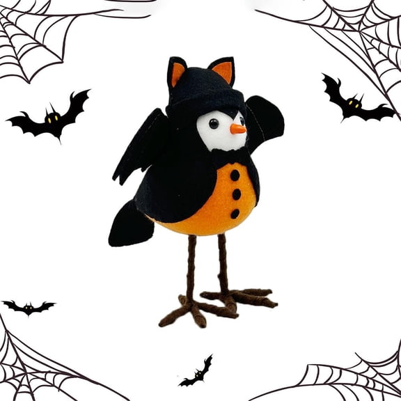 Halloween Gothic Bird Figurines, Spooky Pumpkin Birds Tabletop Decor, 2 Pack