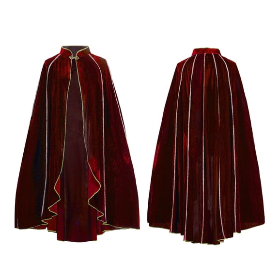 Halloween Gothic Cape, Stand Collar Velvet Short Cloak Cape, No Hood Vintage Royal Medieval Costume Cape for Halloween Noble Queen Cosplay, 5 Color Luxury Velvet Outerwear, Red One Size