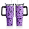 thumbnail image 1 of Halloween Gothic Cup Gifts for Women Men, Goth Skull 40oz Tumbler with Handle and Straw, Holiday Black Cat Stainless Steel Insulated Water Bottle (1 PC), 1 of 6