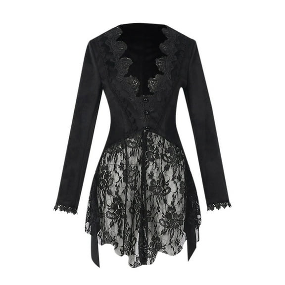 Halloween Gothic Dark Short Jacket Solid Color Feminine Lace Tuxedo Slim Performance Dress