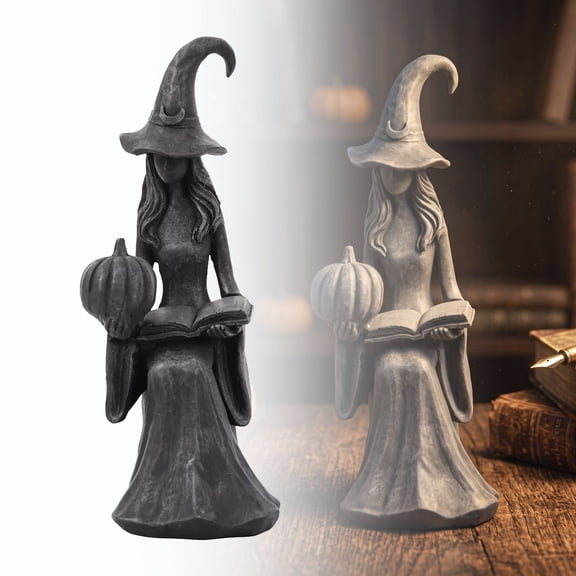 Halloween Gothic Decor Witch Statue, Resin Tabletop Retro/Modern Style Decor, Bookshelf/Desktop Decoration and Has A Cool Mystic Look 6.7 Inch