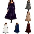 thumbnail image 1 of Halloween Gothic Dresses for Women Fall Winter Square Neck Lace Slim Velvet Dress Elegant Vintage Gothic Party Outfit, 1 of 4