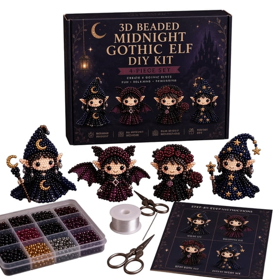 Halloween Gothic Elf 3D Bead Weaving Kit, Handmade Witch Elf Beaded Doll Making Set, Beginner Friendly Dark Style DIY Craft for Desktop Decor & Holiday Gifts