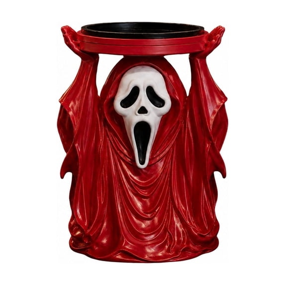 Halloween Gothic Ghost Candle Holder, Spooky Season Desktop Resin Decor, Multi‑Use Candle & Succulent Pot Stand for Gothic Home Table Party Ornament Red