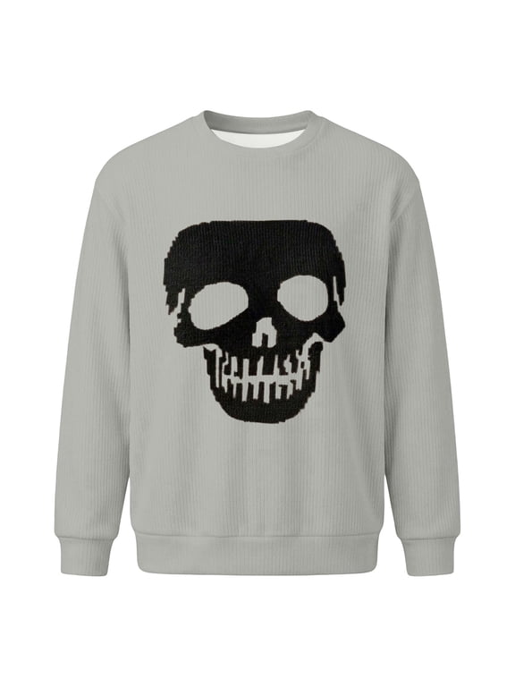 Halloween Gothic Knit Sweaters for Women Skull Graphic Long Sleeve Jumper Oversized Vintage Fall Winter Pullover Top Outfits