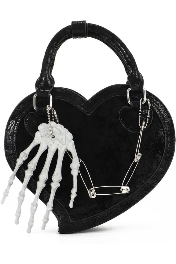 Halloween Gothic Purse for Women Cut Heart Shaped Bag Devil Handbag Skull Crossbody Bag