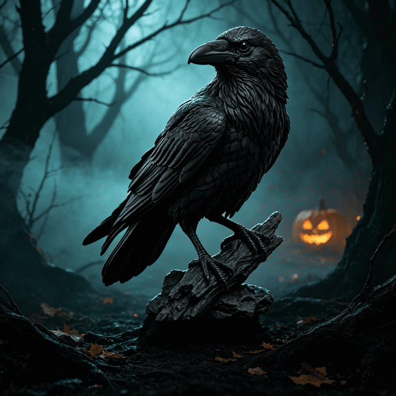 Halloween Gothic Raven Crow Sculpture, Halloween Decorations Indoor, Home Decor & Tabletop Decor, Spooky Bird Statue Collectible Ornament, Ideal for Halloween Party, Haunted House Scene Decoration