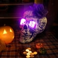 thumbnail image 1 of Halloween Gothic Resin Skull Decor Realistic Human Head Skeleton Skull Model With flower for Home Decoration Bookshelf Desktop Garden Display, 1 of 6
