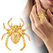 Halloween Gothic Ring - Adjustable Alloy Statement Jewelry for Women & Men, 3D Motif with Gemstone, Cosplay Parties & Daily Wear, US Sizes 6-9