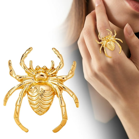 Halloween Gothic Ring - Adjustable Alloy Statement Jewelry for Women & Men, 3D Motif with Gemstone, Cosplay Parties & Daily Wear, US Sizes 6-9