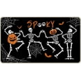 thumbnail image 1 of Halloween Gothic Skeleton Decorative Front Door Mat, Spooky Skull Jack O Lantern Pumpkin Doormat Indoor Outdoor Non-Slip Floor Entryway Rug, Spider Web Bat Home Kitchen Decoration 17x30 Inch, 1 of 6