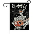 thumbnail image 1 of Halloween Gothic Skeleton Decorative Garden Flag, Spooky Black Jack O Lantern Pumpkin Skull Guitar Yard Outside Home Decorations, Spider Web Bat Holiday Outdoor Small Decor Double Sided 12x18, 1 of 6