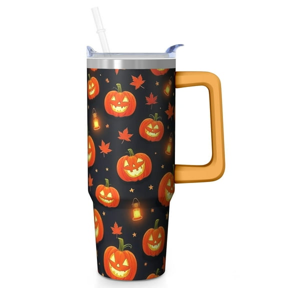 Halloween Gothic Skull 30 Oz Tumbler with Handle and Straw, Spooky Stainless Steel Cup, Holiday Gift Mug