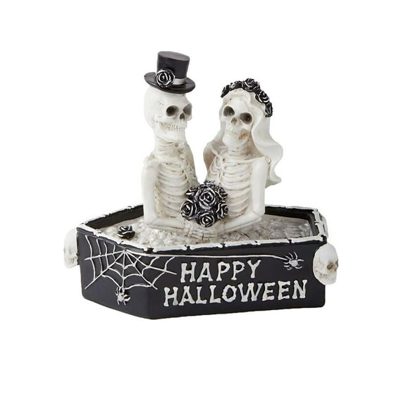 Halloween Gothic Style Coffin Skeleton Couple Resin Home Furnishing Decoration for Festivals, Parties and Gift Giving