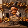 thumbnail image 1 of Halloween Gothic Whimsical Wooden Decoration, Vivid Color Fade Resistant Durable Tabletop Spooky Decor for Flat Wood Craft Office Mantel Cabinet Bookshelf Countertop Home Party Display (pumpkin), 1 of 6